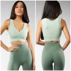 BuffBunny Mojave Mint Green Synthesis Ruched Sports Bra Crop Top